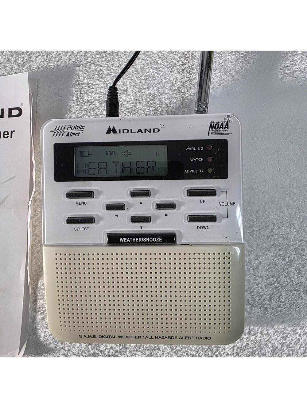 Midland WR-100 NOAA All Hazards Weather Alert Radio With AC Adapter & Manual